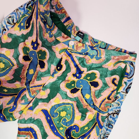 Anthropologie Maeve Rhiannon Satin Cropped Flare Pants Colorful Abstract Sz 18W - Picture 6 of 13